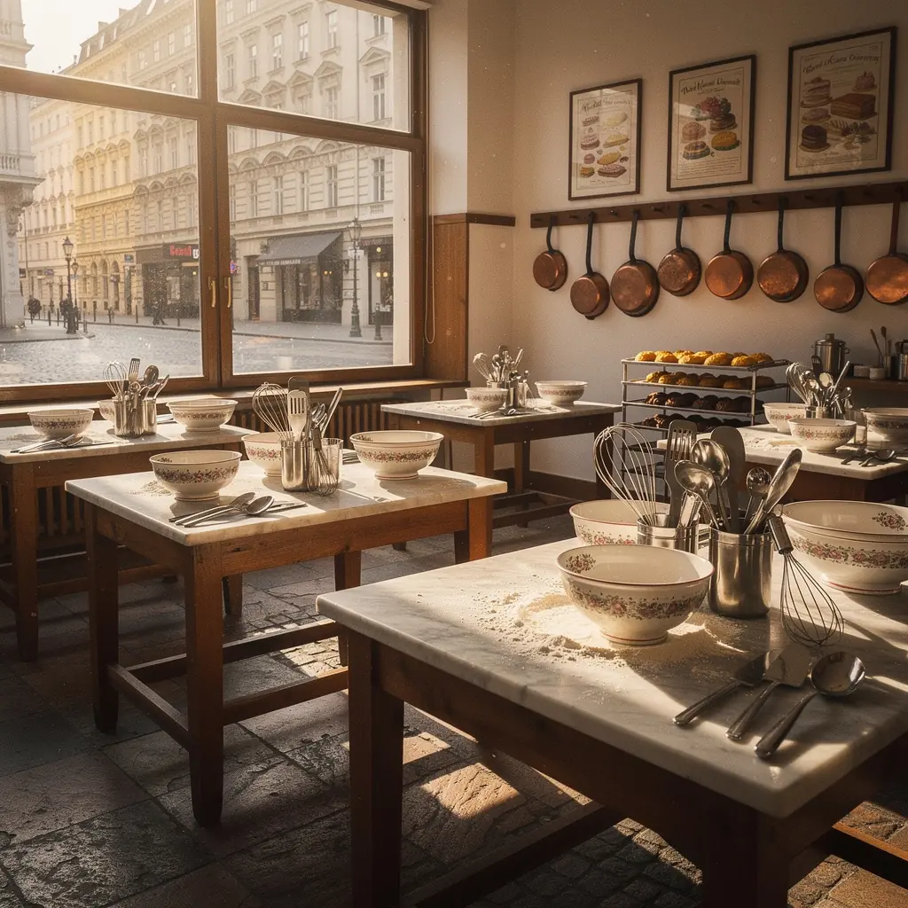 Ein erfahrener Konditor, der sorgfГ¤ltig die Schichten einer traditionellen Sachertorte vorbereitet.