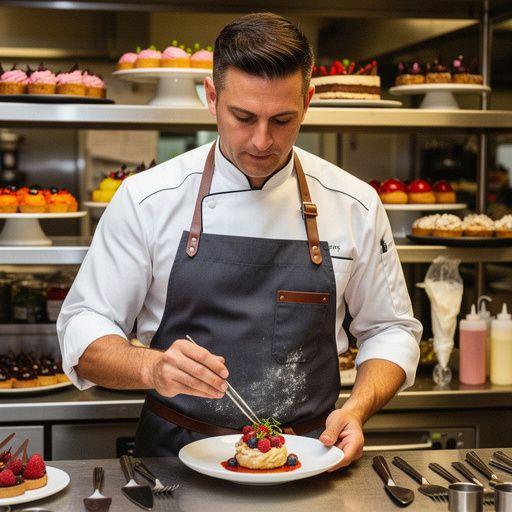 Ein zufriedenes Gesicht eines Schülers, der stolz seine selbstgemachte Sachertorte präsentiert.